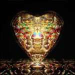 Shaped crystal with colorful reflections and intricate facets.