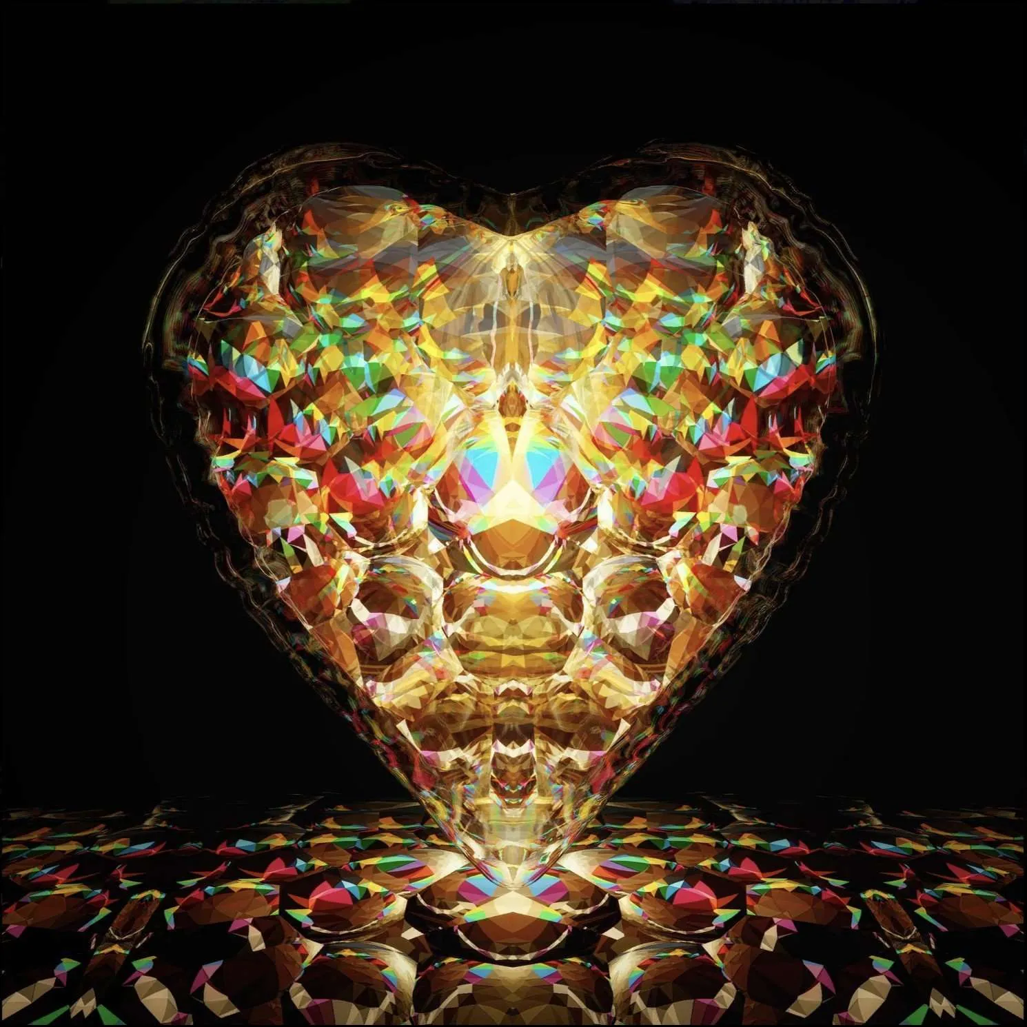 Shaped crystal with colorful reflections and intricate facets.